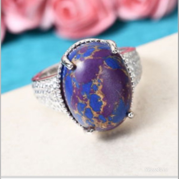 Mojave Purple Turquoise Ring Platinum Bond Brass - Picture 2 of 9
